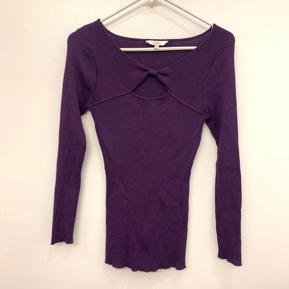 Candies purple sweater size M cutout neck design